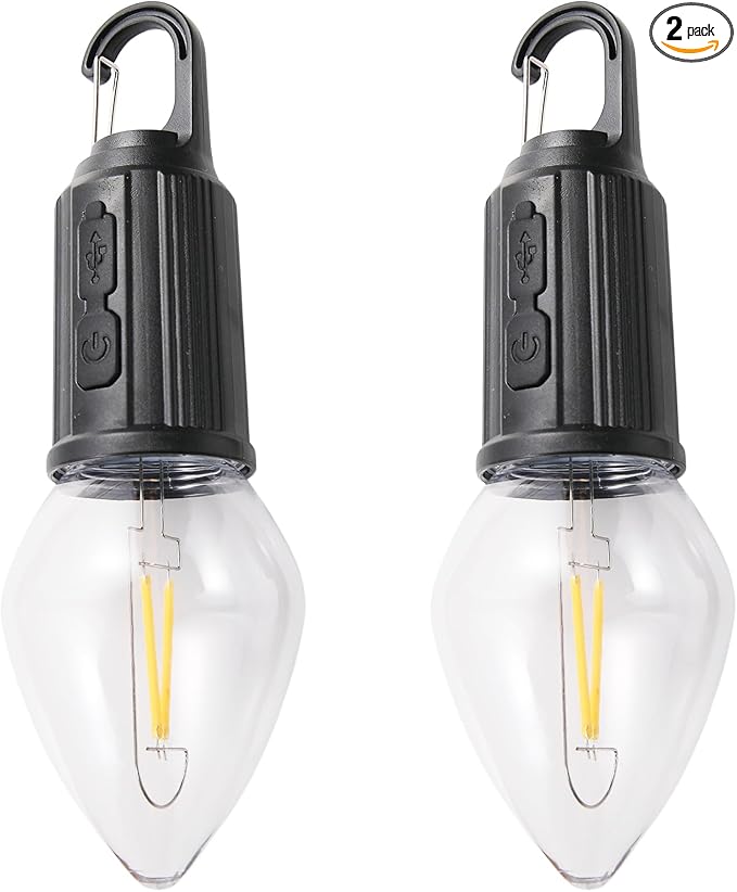 Vagocom 2Pack Rechargeable Camping Light for Tents,Portable LED Camping Lanterns Bulbs,3 Lighting Modes Hanging Camping La...