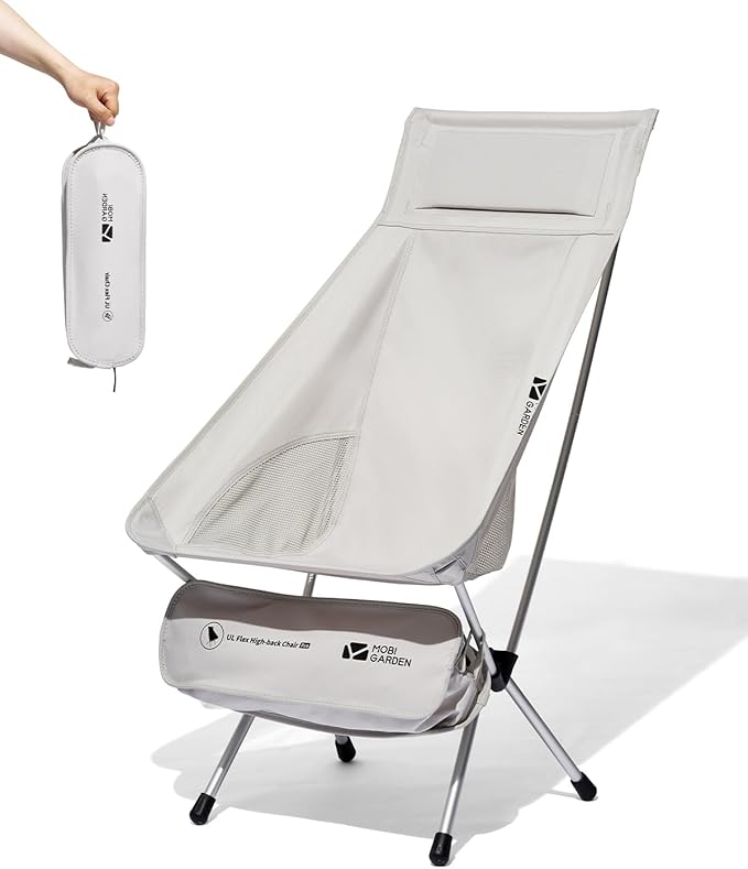 Mobi Garden High Back Camping Chair, Ultralight Hiking Chair with 7075 Aluminum Frame, Portable Lawn Chair with Breathable...