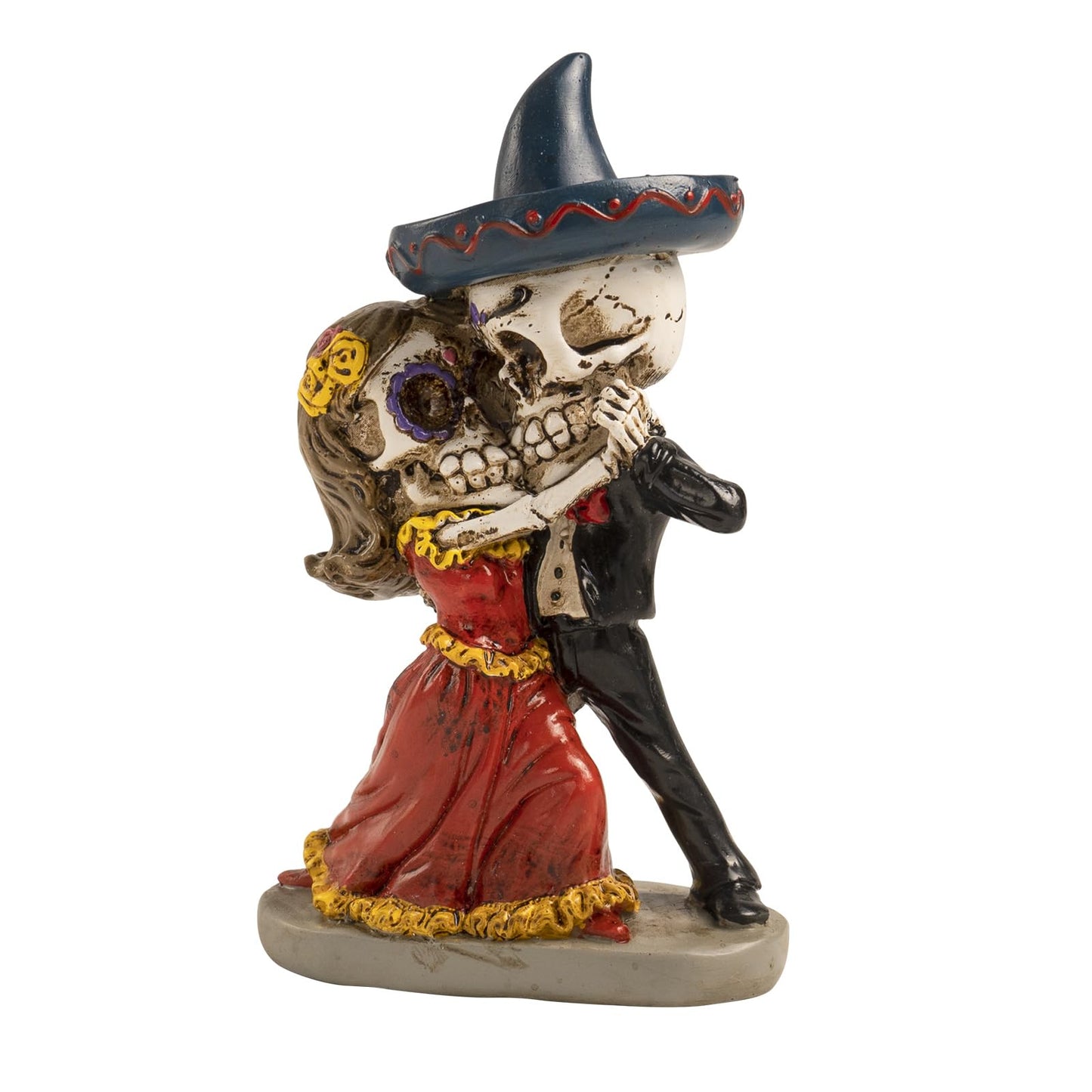 caiydramy Day of The Dead Figurines, 4.7"H Resin Dia De Los Muertos Couple Skeleton Statue Gifts Ofrenda Altar Decorations Home, Mexican Sugar Skulls Halloween Indoor Table Top Desk Tiered Tray Decor