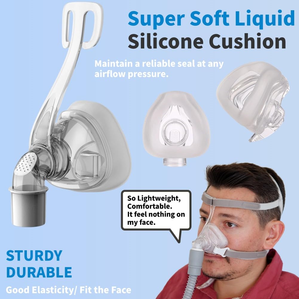 Universal Nasal Pillow Replacement Kit with Headgear - Includes Nasal Cushion, Frame and Elbow/Swivel