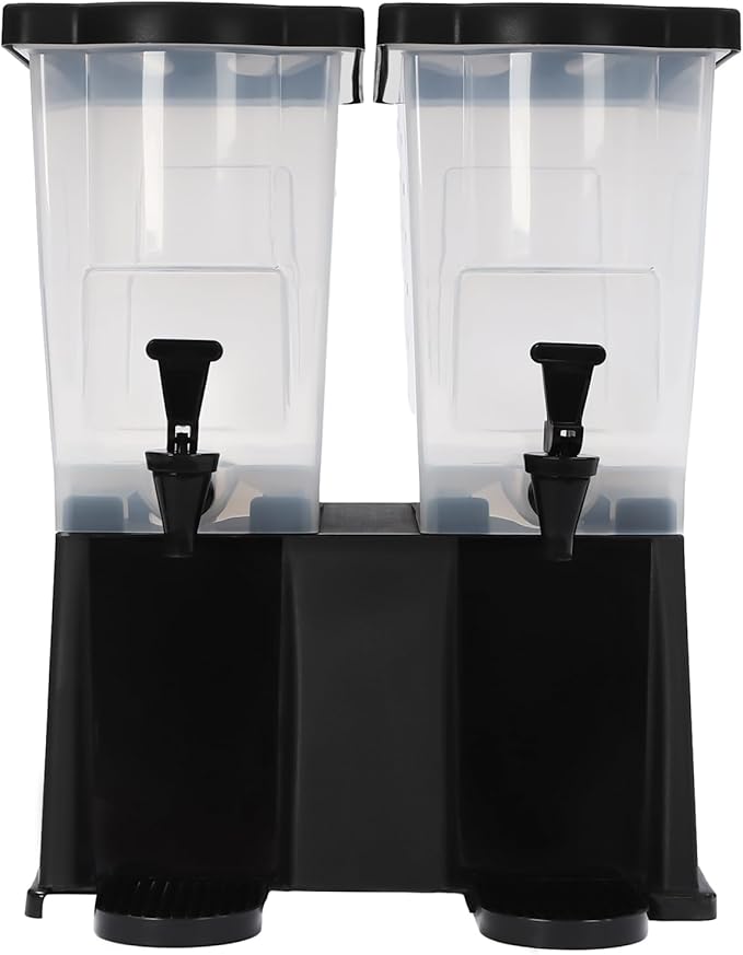 6 Gallon Beverage Dispenser, 22L Double Tank Juice Dispenser w/ 2-Faucets & Lid, Commercial Juice Beverage Containers, Det...