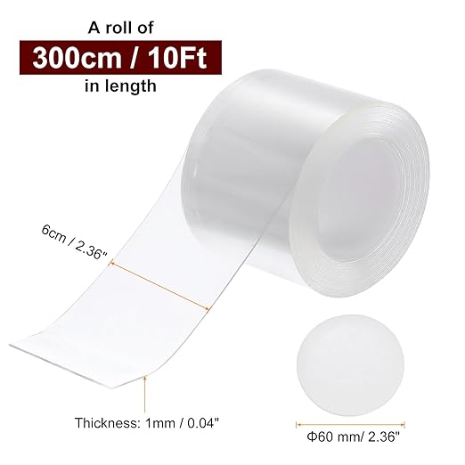 PATIKIL Double Sided Tape Heavy Duty, Transparent Nano Adhesive Mounting Tape for Picture Hanging Walls Decor, 1 Roll 3 Meterx60mmx1mm Strip & 30 Pcs 8mmx1mm Circle