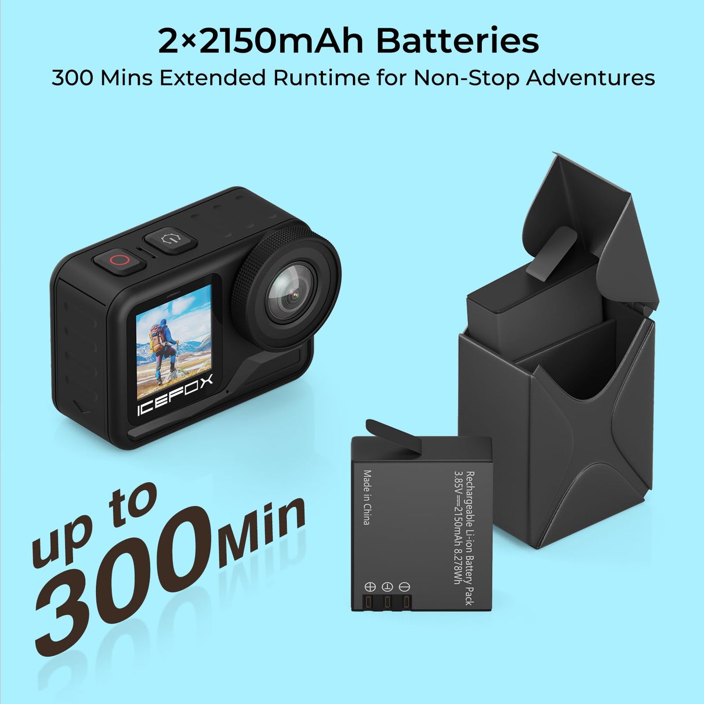 Icefox I7 Action Camera 4K 60Fps 30Mp With 2X 2150Mah Batteries, Underwater Camera With 5X Zoom, Eis, Powered By Snappro App,Sup