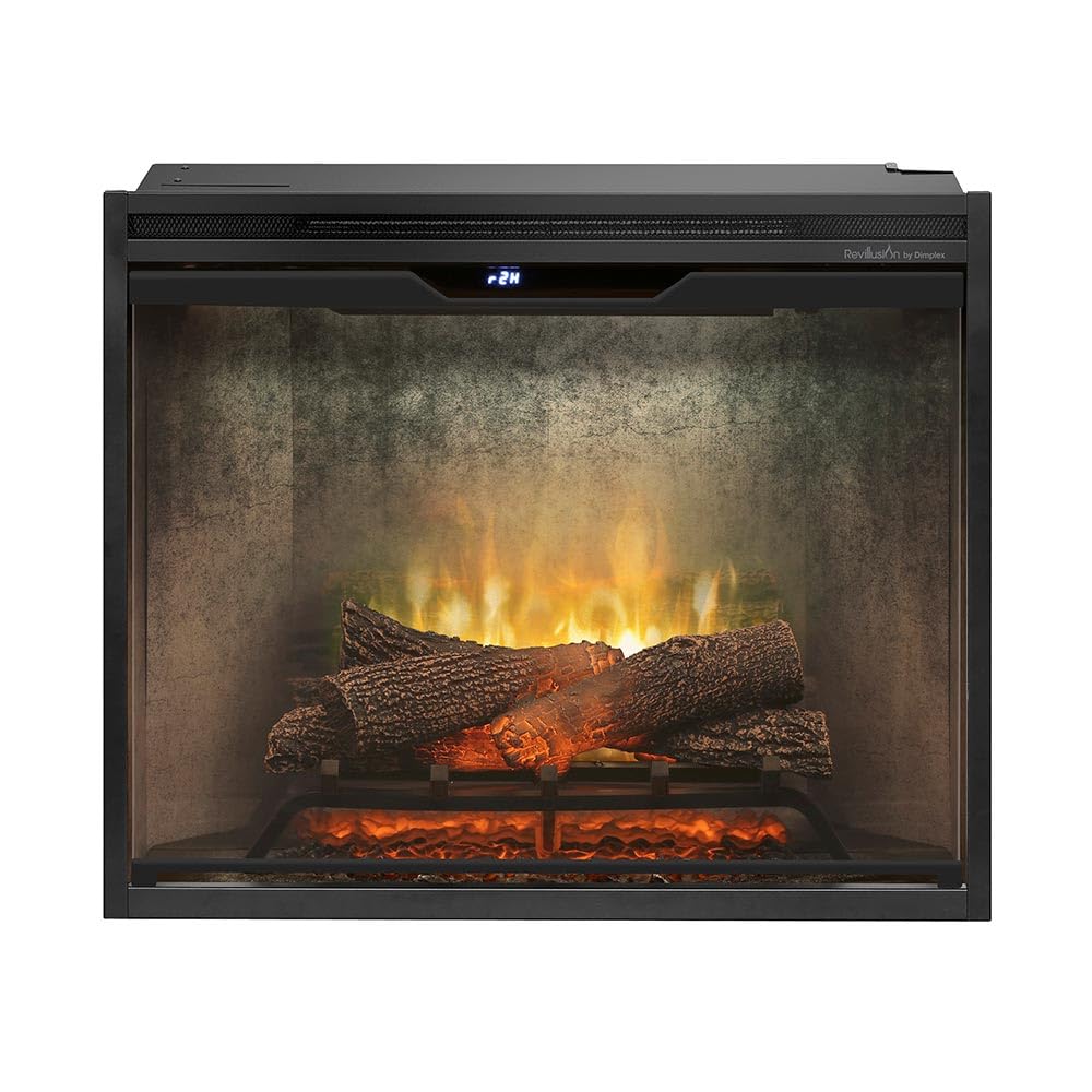 Dimplex Revillusion® 30 Inch Built-in Electric Firebox - Natural Concrete Background - Includes Realistic Faux Logset, Front Glass Panel, Firebox, and Plug Kit