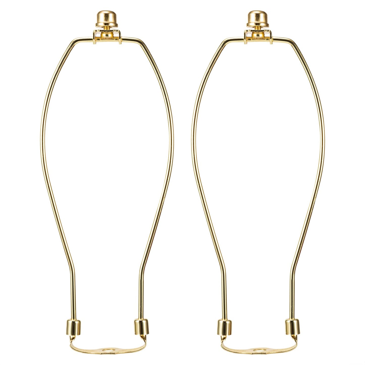 10 Inch Brass Lamp Harp Holder Kit Replacements with Finials and Detachable Saddle Bases, Light Duty, Saangseon Pack 2 DIY Lighting Accessories Horn Frame Lamp Shade Brackets