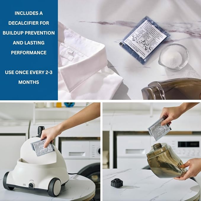 SALAV GS18-DJ Standing Garment Steamer with Smart Auto-Off, Wheels for Easy Movement, 1.8L Water Tank for 1hr Continuous Steaming, Adjustable Pole for Storage, with Descaler Packet, 1500 watts