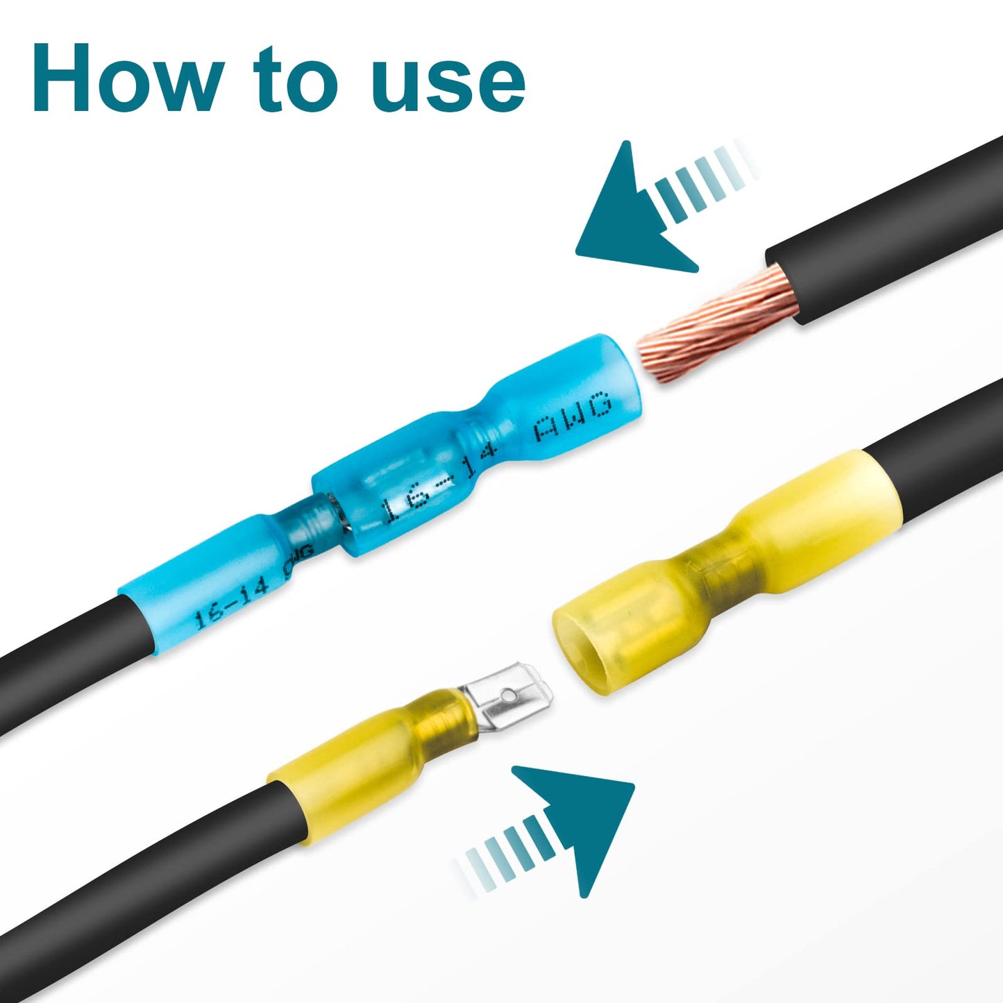 MENTBERY 150 PCS Spade Connectors, Heat Shrink Spade Terminals 22-10 AWG, Wire Connectors Male and Female