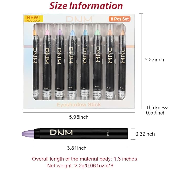 Kaely 8Pcs Cream Eyeshadow Stick Set, Desert Mocha Beige Gold Light Purple Pink Sky Dazzling Blue Geen, Shimmer Eyeliner Pencil Eye Shadow Sticks Palette Makeup for Older Women, sombras para ojos 02