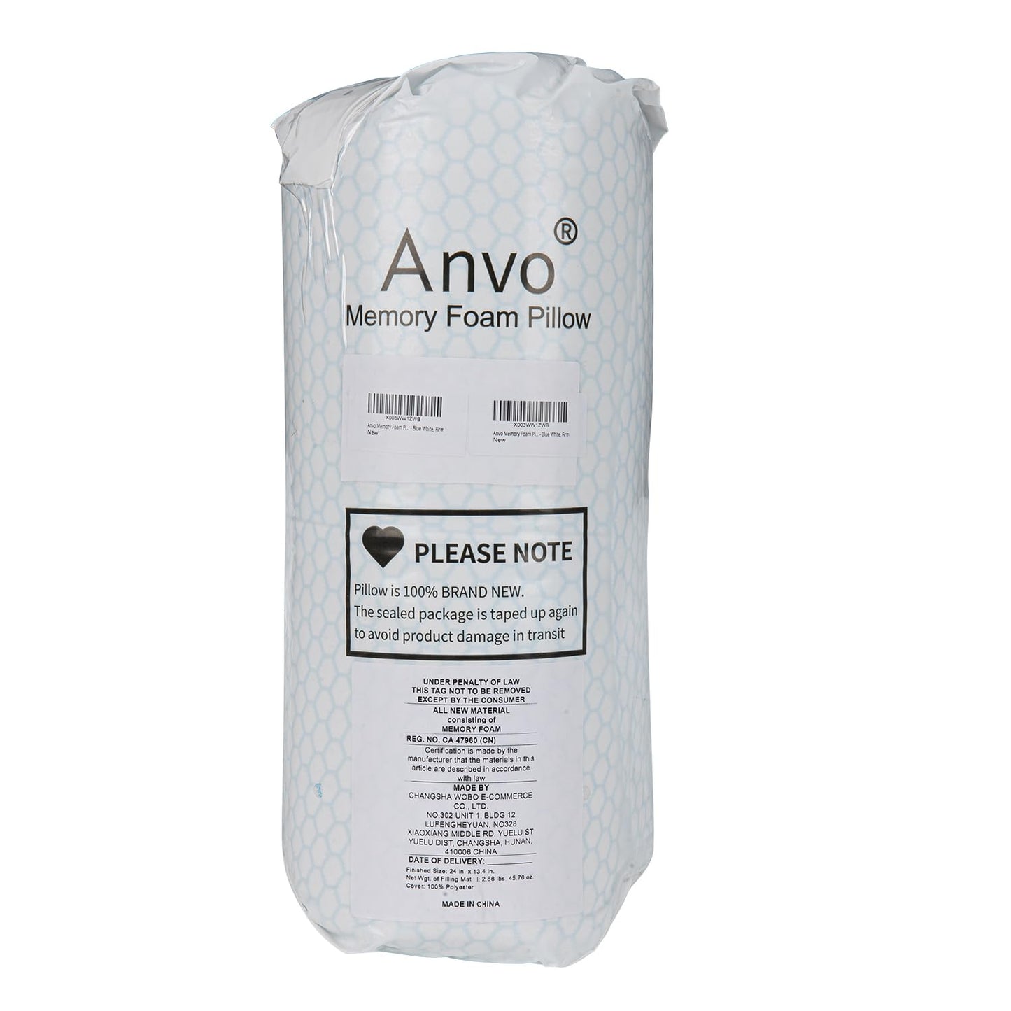Anvo Memory Foam Pillow, Neck Contour Cervical Orthopedic Bed Pillow for Sleeping Side Back Stomach Sleeper, Ergonomic Design for Neck and Shoulder Pain Relief, Cyan, Firm