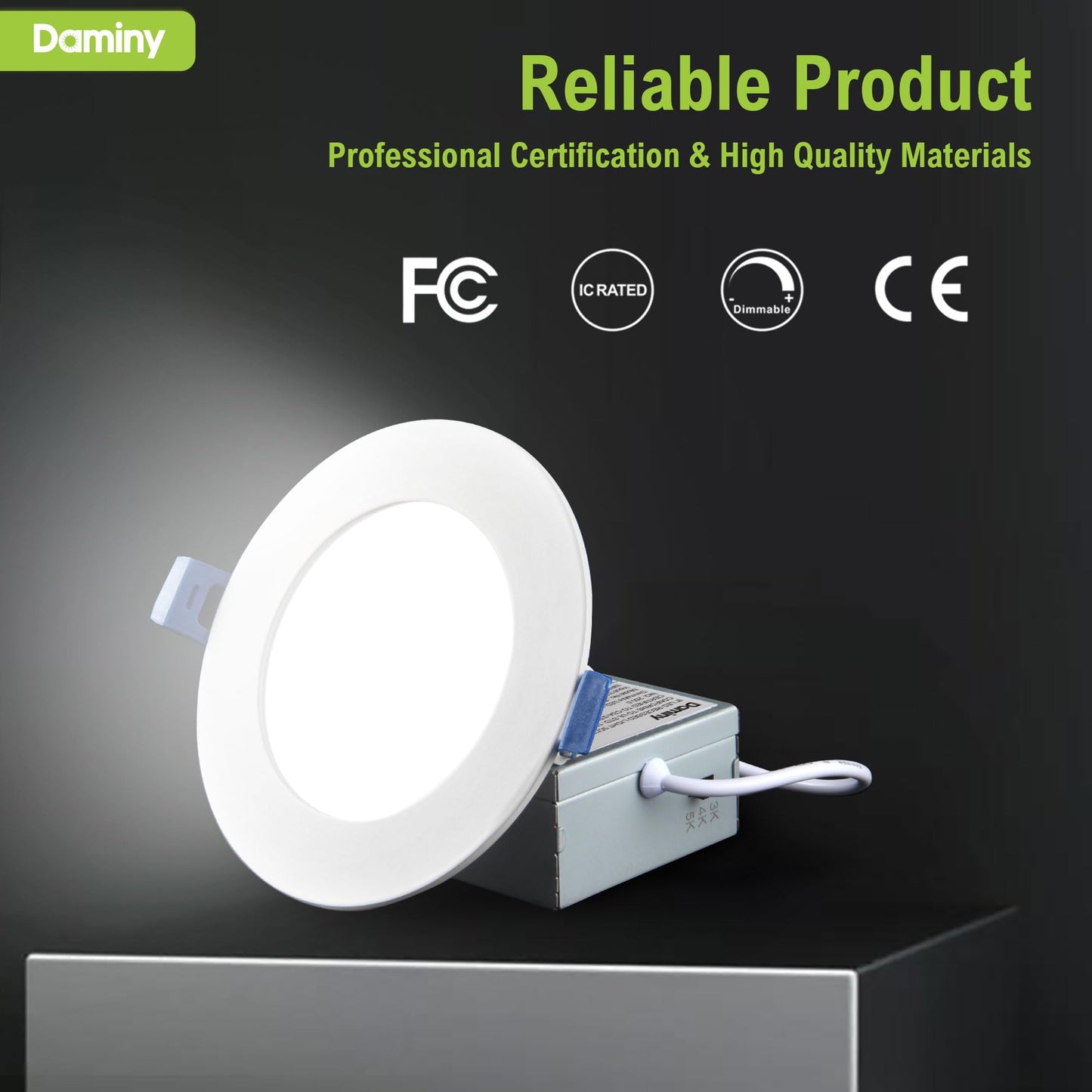 DAMINY 24 Pack 6 Inch LED Recessed Lighting with Junction Box,5CCT,Ultra-Thin Recessed Light,10W 1100LM, Dimmable Canless Wafer Ceiling Light, High Brightness
