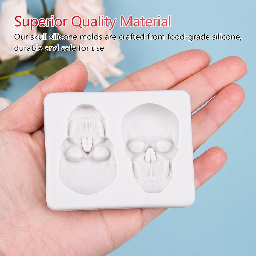 KOOBOOK 1Pcs Creative Skeleton Head Skull Silicone Cake Decoration Mold Chocolate Candy Molds Pastry DIY Candy Tools