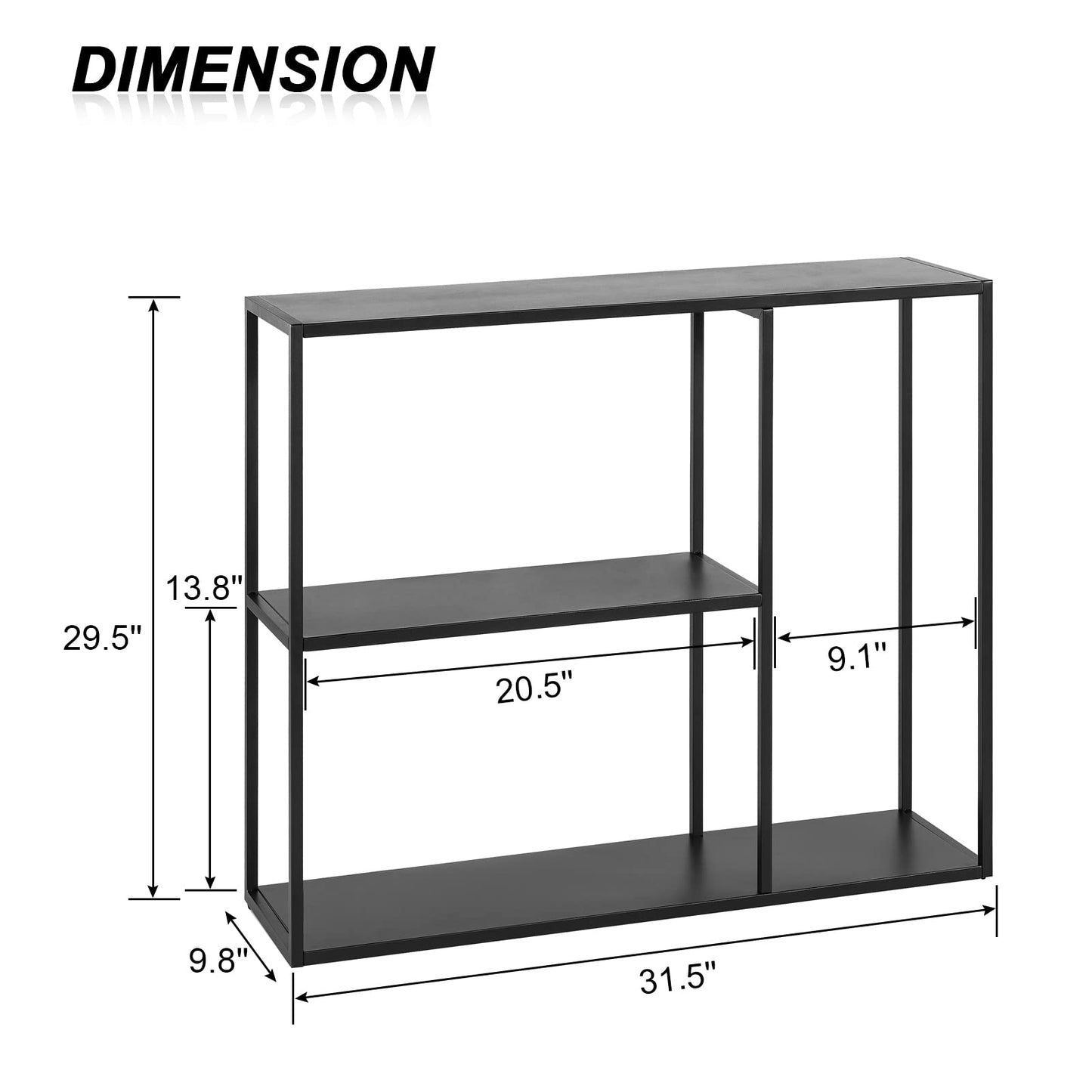 HDANI Console Table, Narrow Entryway Table, 3 Tier Metal Hallway Table, 9.8''Dx31.5''Wx29.7''H(Black)