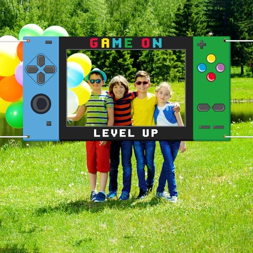 Large 73inch Video Game Photo Prop Game on Birthday Party Decorations Blue Green Handheld Gaming Console Banner Backdrop G...