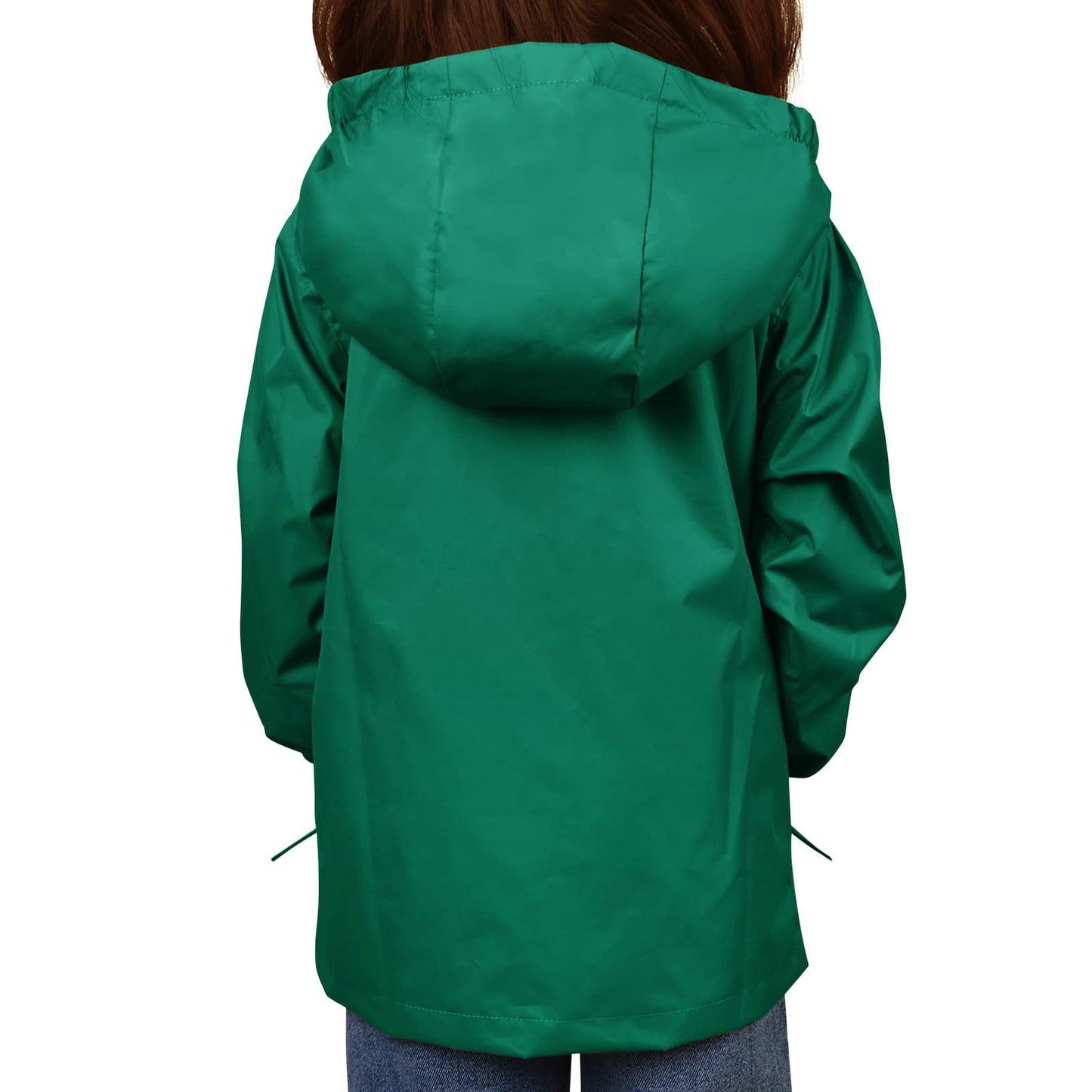 YINGJIELIDE Boys Girls Rain Jacket,Kids Lightweight Waterproof Hooded Raincoats Windbreakers,Outdoor Hiking Coat (9-10, Blackish Green)