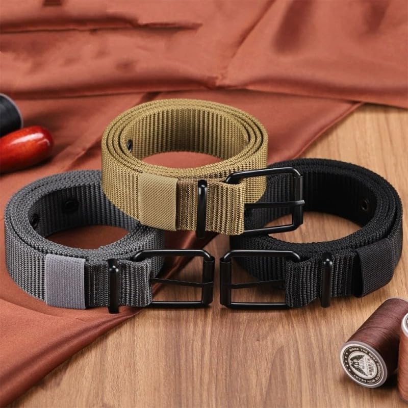 Tactical Belts Men's Outdoor Sport Simple Practical Weave Nylon Canvas Cowboy Pants Women Belt (47Inches Length)