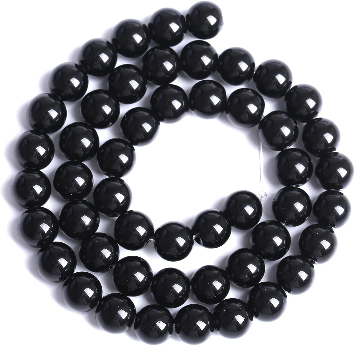 6mm 130pcs Natural Black Agates Onyx Stone Beads Smooth Round Loose Spacer Beads for Jewelry Making DIY Bracelets 32" 2 Strands