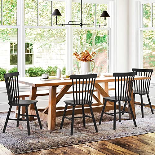 LUE BONA Windsor Dining Chair Set of 4, Spindle Back Wooden Chairs for Kitchen and Dining Room, Restaurant, Cafe, Hotel, B...