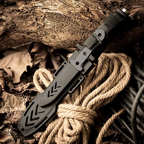 Dispatch Fixed Blade Hunting Knife with Sheath, 12" and 8" Survival Knives Set for Men Tactical Bowie Knife with Non-Slip ...