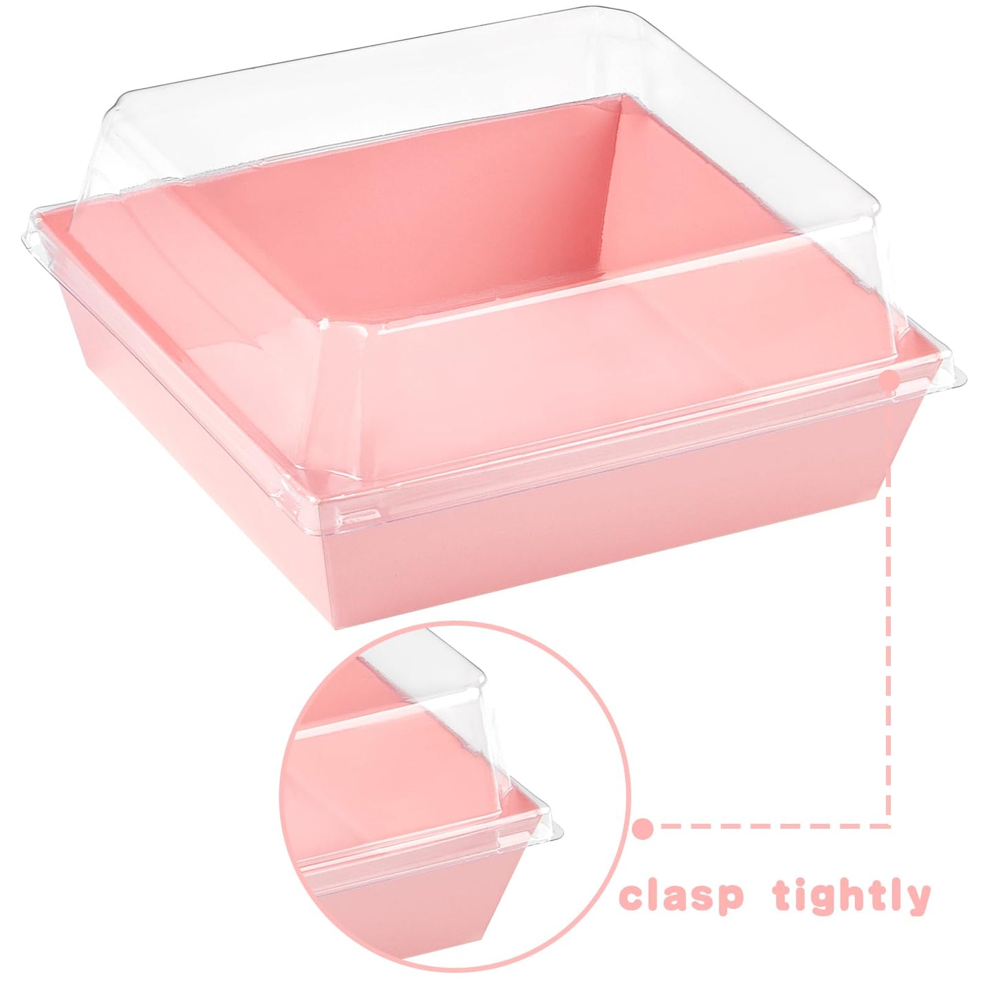 Kucoele 20 Pack Small Charcuterie Boxes with Clear Lids, To Go Paper Dessert Boxes Bakery Boxes, 5 Inches Disposable Food Containers for Cookies, Cupcakes, Slice Cakes, Strawberries (Pink)