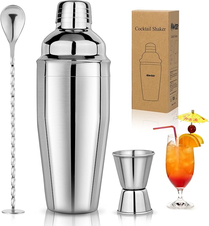 25oz Cocktail Shaker Set Martini Shaker Set Bartender Set with Margarita Mixer Drink Shaker, Measuring Jigger and Mixing S...