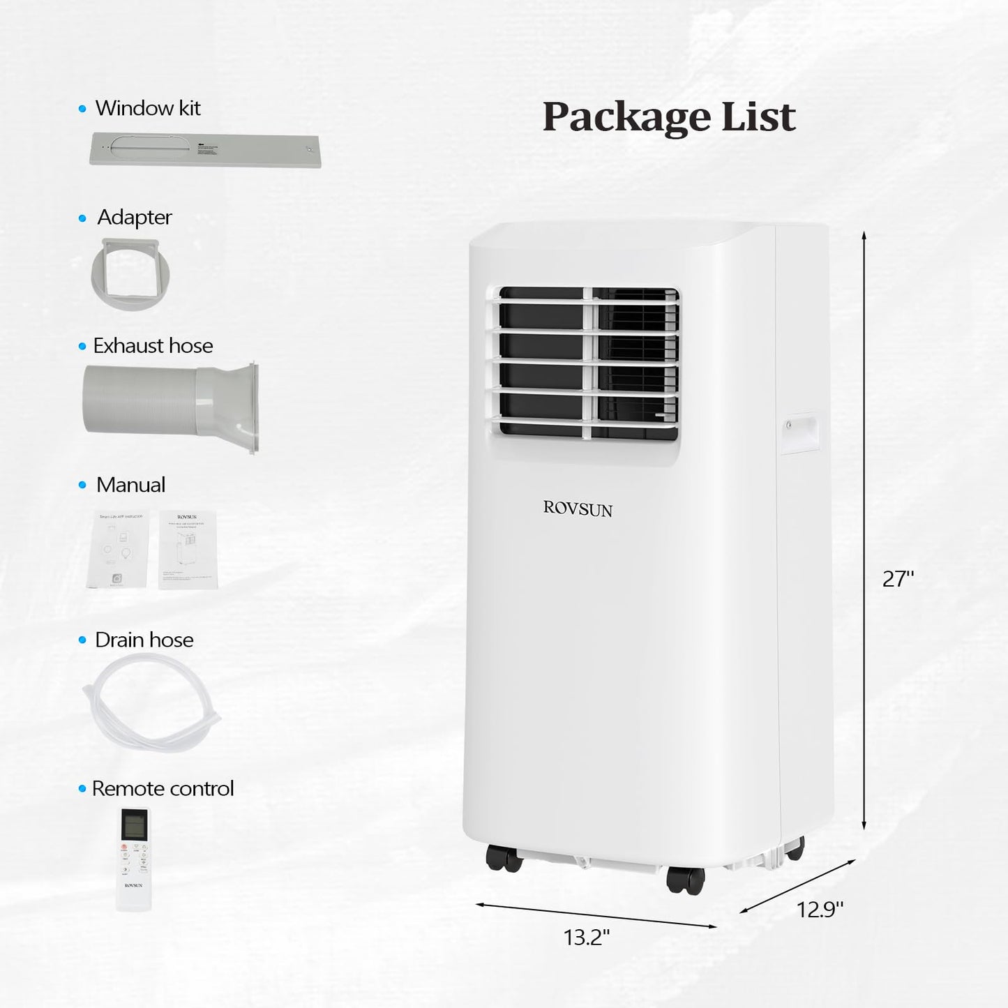 ROVSUN WiFi Enabled Smart 9000 BTU Portable Air Conditioner with Remote & APP Control, 3-in-1 Cooler, Dehumidifier & Fan, Powerful Room Mobile AC Unit with Rolling Wheels & Easy Installation Kit