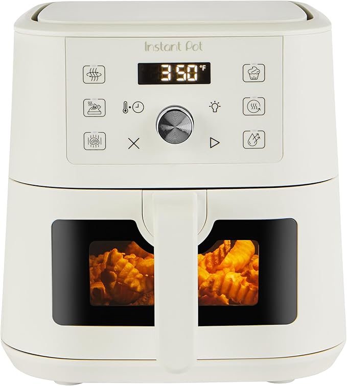 Instant Pot 4Qt VORTEX 6-in-1 Mini Air Fryer, Custom Program Options, Air Fry, Broil, Roast, Dehydrate, Bake, Reheat, Sea Salt, 4 Quarts