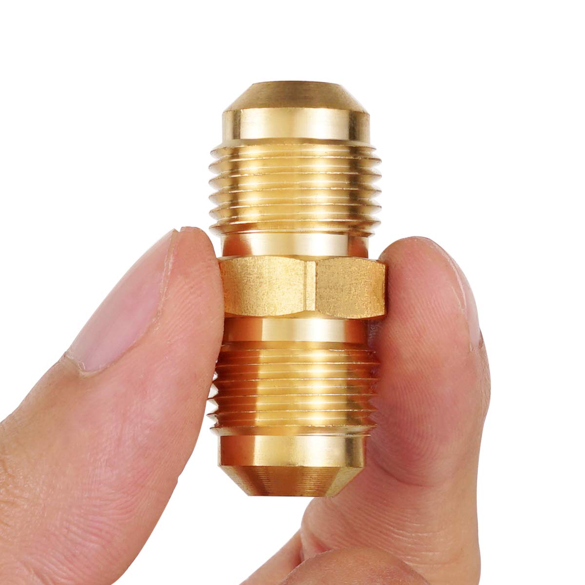 Breezliy 3/8" Male Flare x 3/8" Male Flare Connector Gas Adapter Union Brass Tube Coupler Pipe Fitting (2PCS)