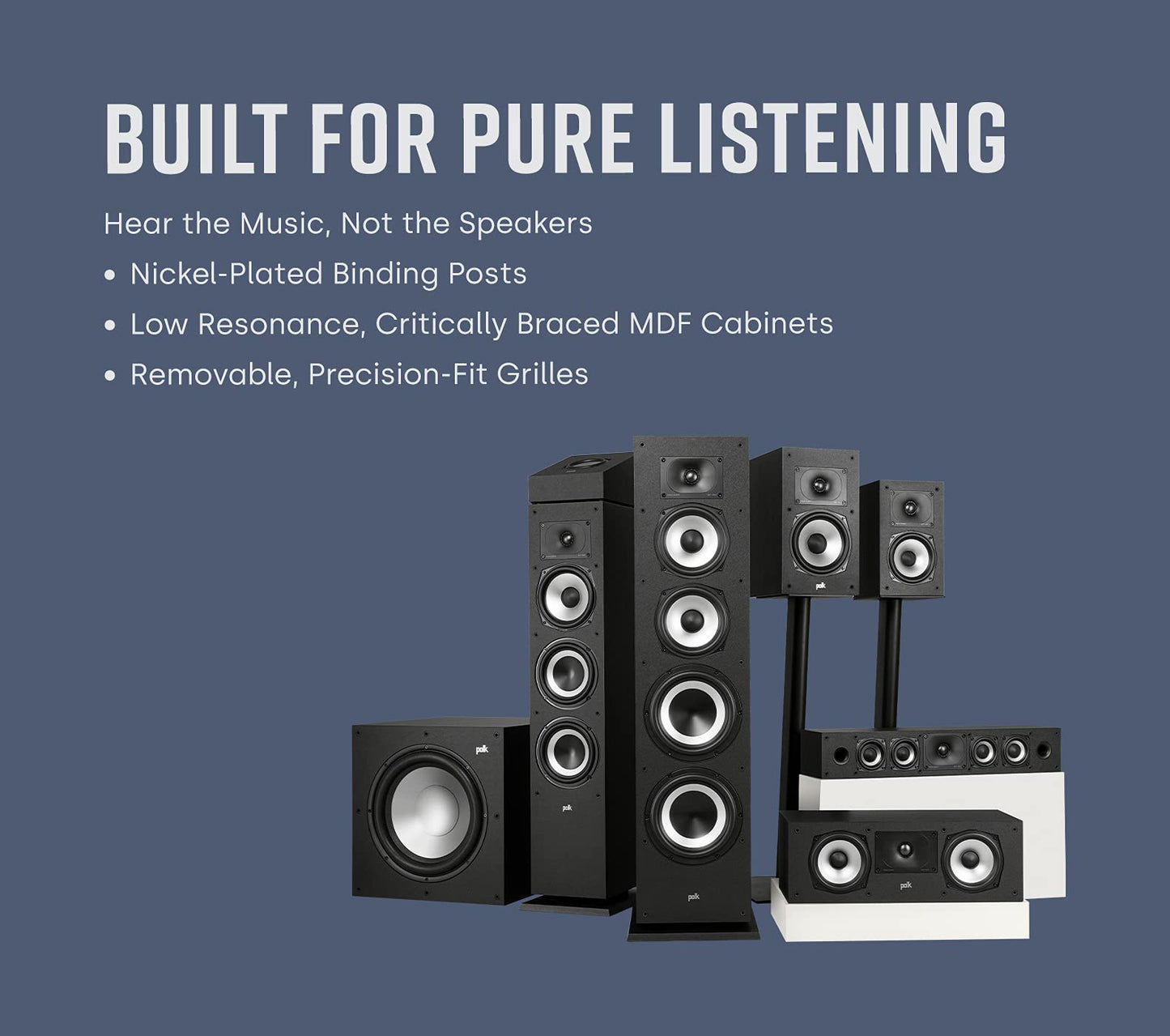 Polk Monitor Xt60 Tower Speaker - Hi-Res Audio Certified, Dolby Atmos, Dts:X & Auro 3D Compatible, 1 Tweeter, 6.5 Dynamically Ba