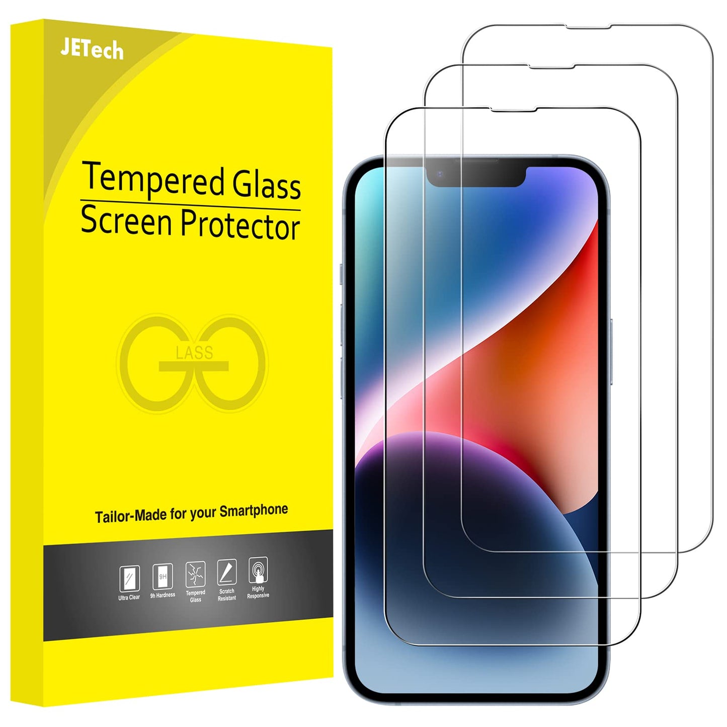 Jetech Full Coverage Screen Protector For Iphone 16E 2025, Iphone 14 6.1-Inch, 9H Tempered Glass Film Case-Friendly, Hd Clear, 3