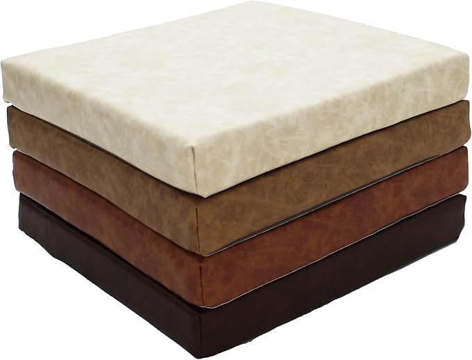Factory Direct Partners Rustic Kid 15 inch Square Floor Cushions with Handles, Distressed Faux Leather, Flexible Seating for Home, Playroom, Montessori, Daycare, Classroom (4-Piece), 12227-DA