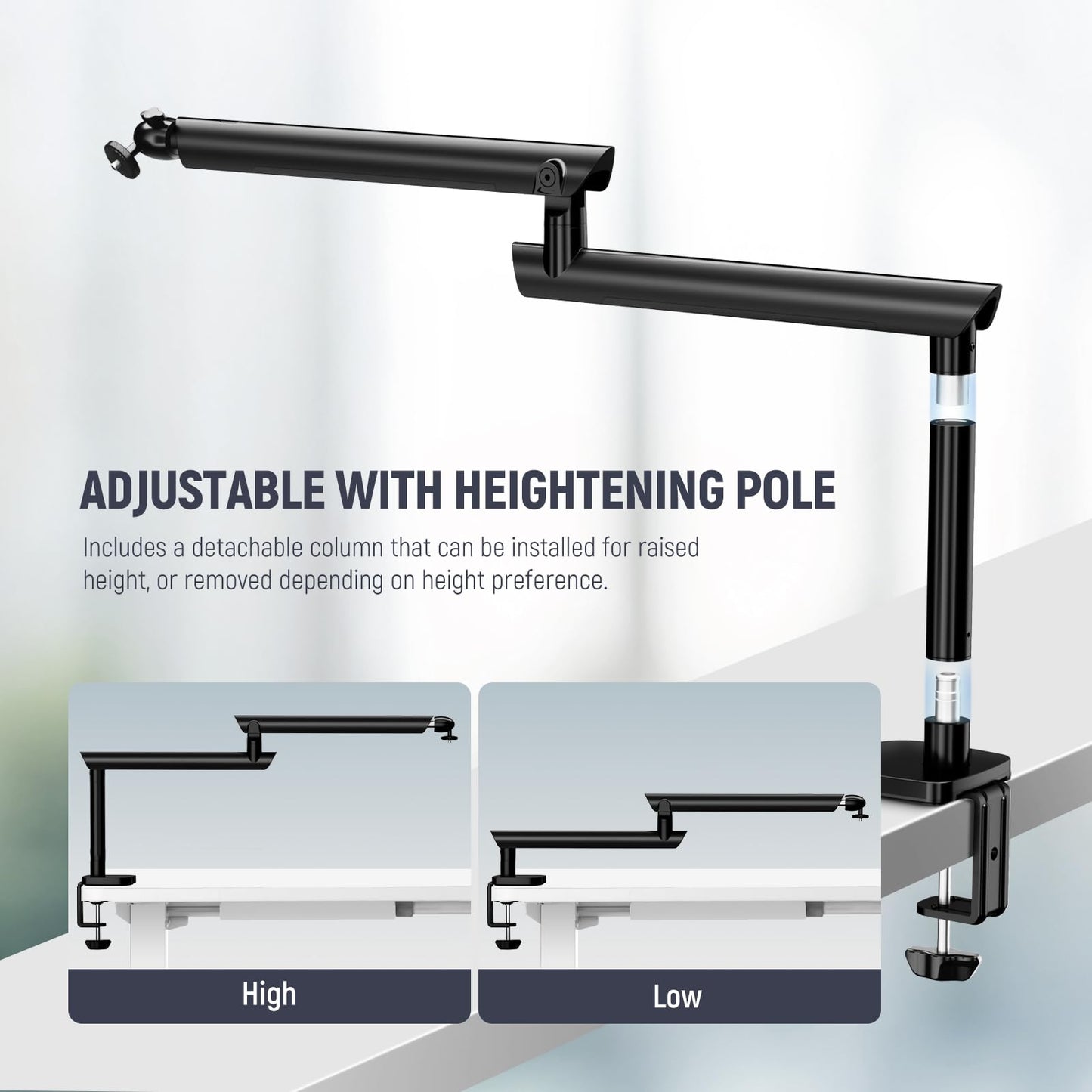 Neewer Microphone Stand, Low Profile Damped Mic Holder Boom Arm Desk Mount With Ball Head & 3/8 5/8 Adapters Compatible With Blu