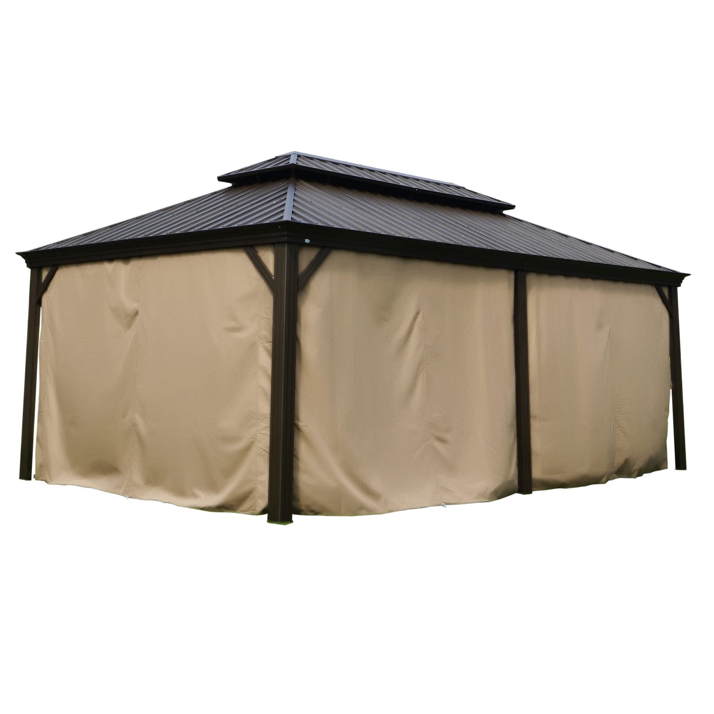Kozyard Privacy Curtain Outdoor Waterproof Sidewall for Hardtop, OEM Replacement for Patio Gazebo Curtains - Alexander, Caesar, Rosana, Apollo (12ft x 20ft, Brown)