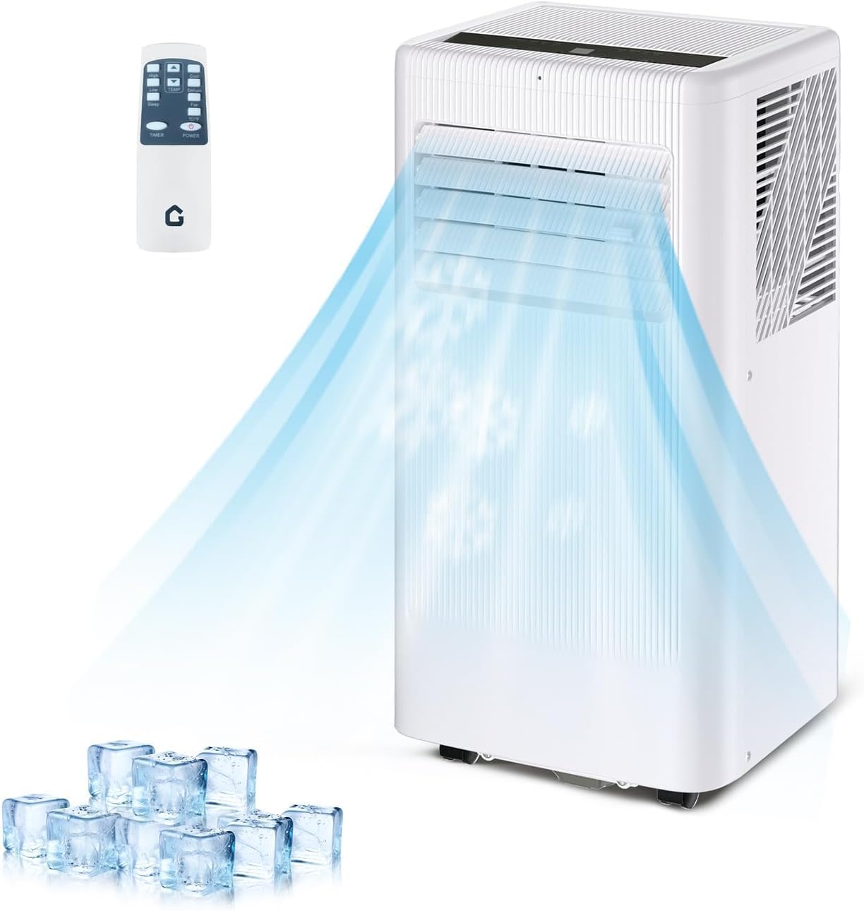 GarveeHome 8000 BTU Portable Air Conditioner - 3 in-1 Cooling Unit with Remote, LED Display & 24H Timer, Free Standing AC for Rooms Up to 350 Sq.Ft