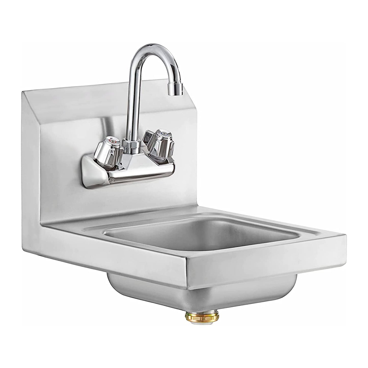 AmGood Stainless Steel Wall Mount Hand Sink 12" x 12" | NSF Commercial Hand Washing Basin with Faucet For Restaurant, Kitchen and Home | Bowl Size: 8" x 10"