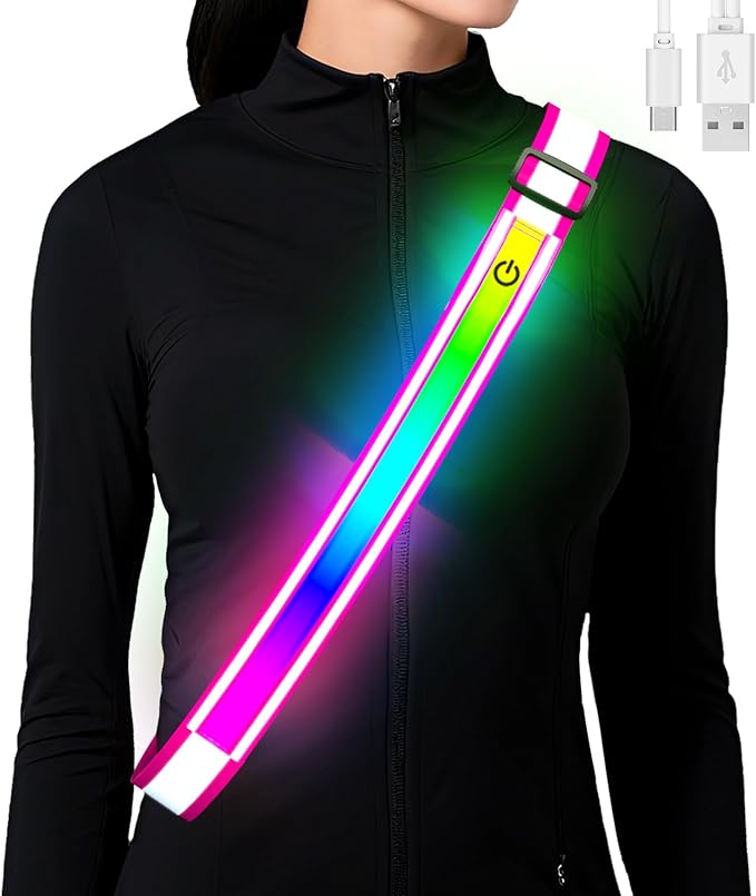 Reflective Sash Gear for Walking at Night,Flashing LED Reflective Belt Safety Lights for Walkers Night Dog Walking Biking ...