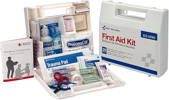 First Aid Only 223-U OSHA-Compliant First Aid Kit, All-Purpose 25-Person Emergency First Aid Kit for Business, Worksite, H...