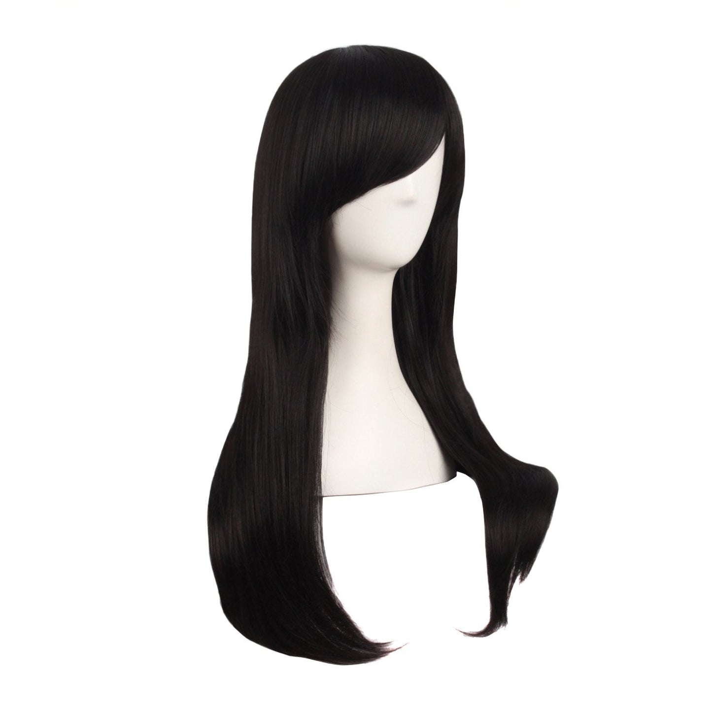 MapofBeauty 24 Inch/60cm Side Bangs Stylish Long Great Wavy Curly Cosplay Party Wig(Black)