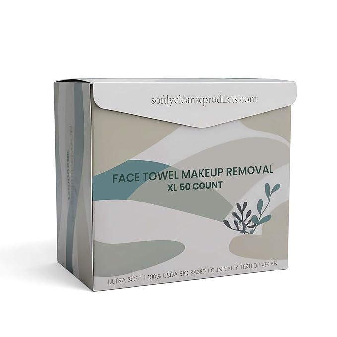 Disposable Makeup Remover Face Towels – 50 PCS Soft Plant-Based Face Towels Disposable – Double-Sided Facial Cleansing Towels for Makeup Removal, Skin Care & Daily Use