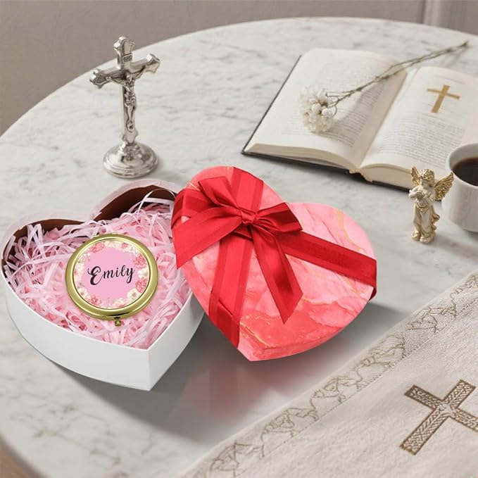 Eunigem Personalized Compact Mirror for Women-Custom Mirror Gifts for Bridesmaid,Wedding,Birthday,Mom,Friend,Wife,Christian