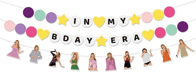 Pre-strung In My Birthday Era Banner Friendship Bracelet Garland for Singer Birthday Party Decorations Bday Photo Booth Ba...