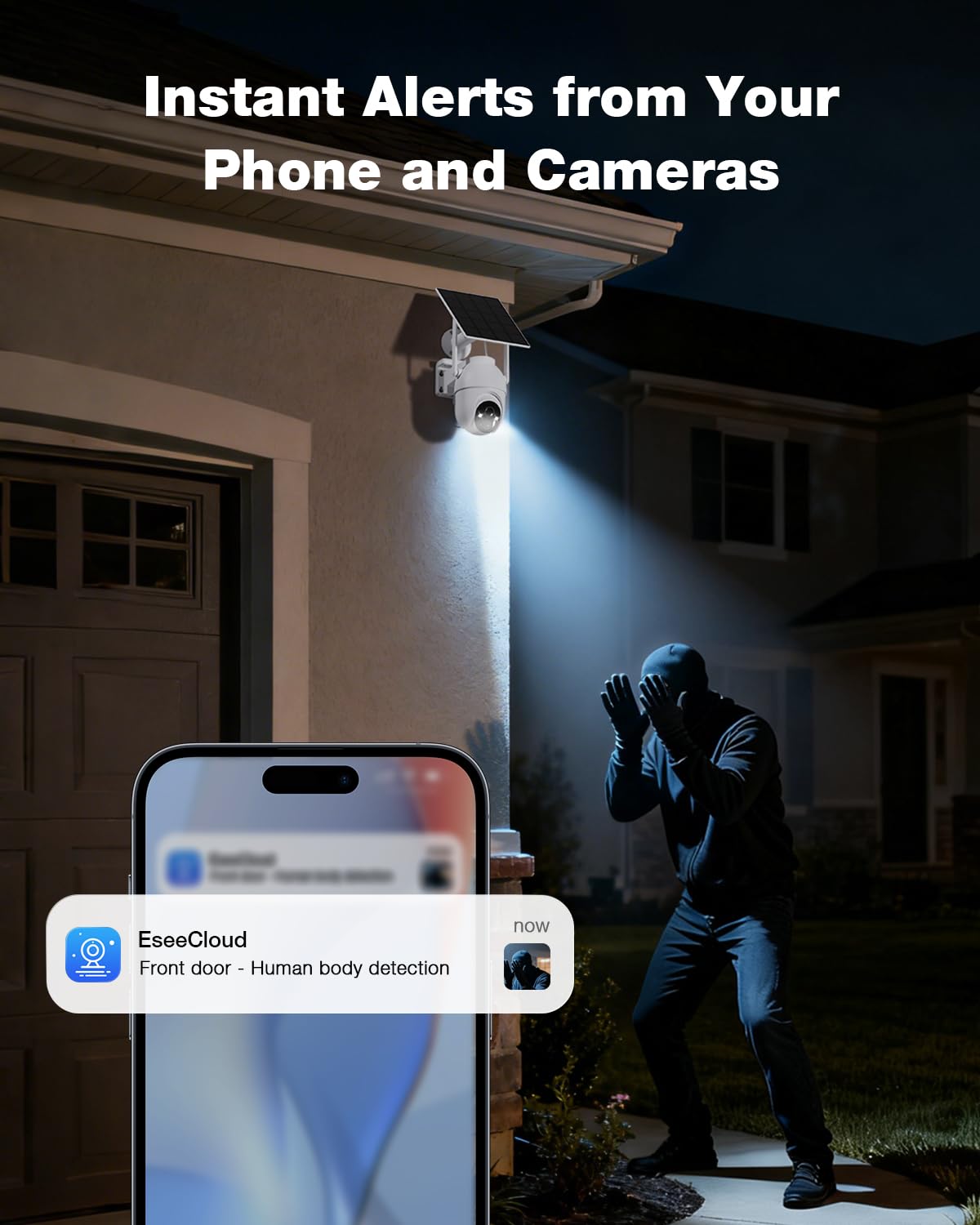 SEHMUA-4MP Security Cameras Wireless Outdoor (2-cam-kit), No Subscription Required, Solar Powered, 360° Full Panoramic View, 2K Color Night Vision,5G & 2.4G Compatible, Home Security System for House