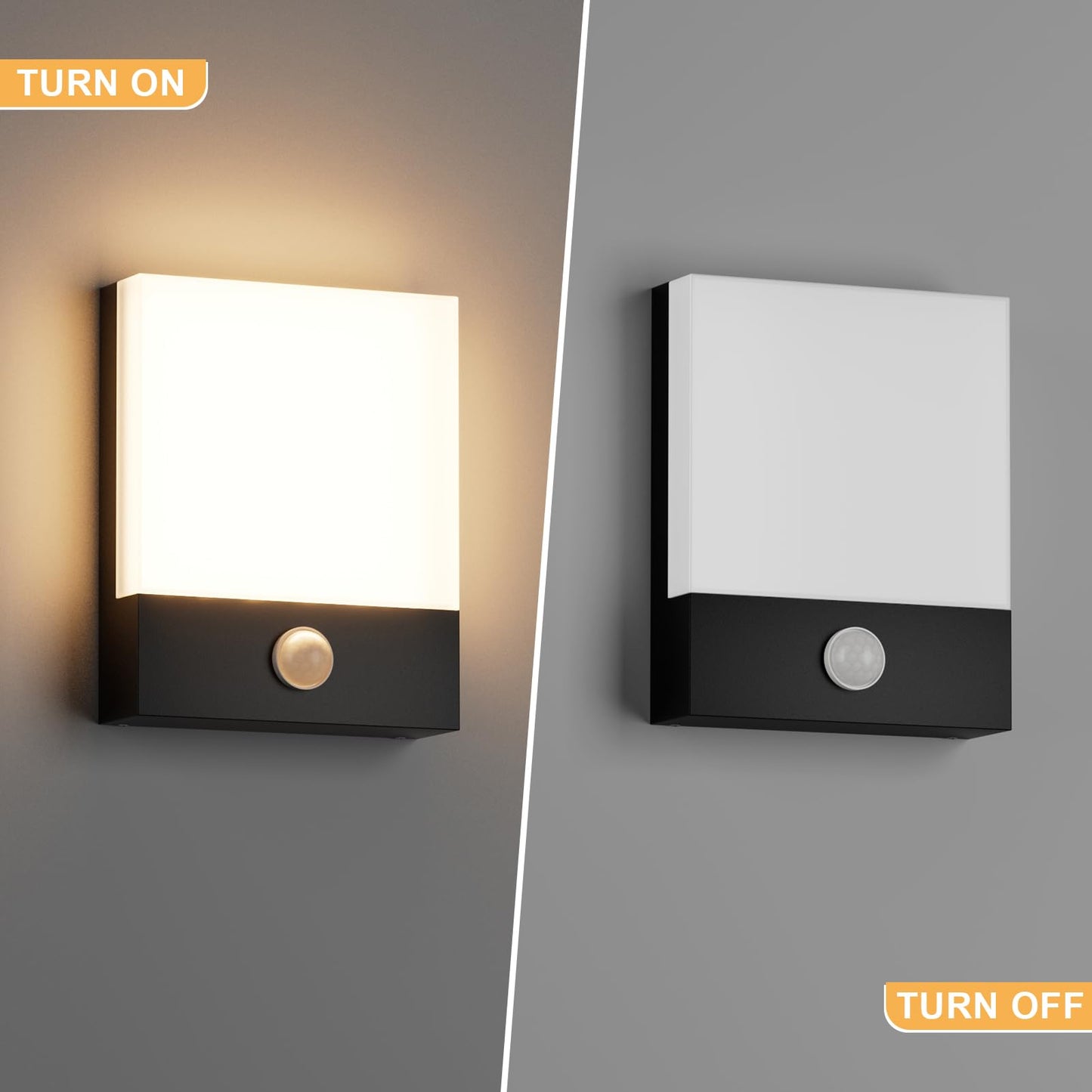 Aoceley 2-Pack Modern Outdoor Led Wall Light with Motion Sensor,24W 3000K Wall Porch & Patio Lighting,IP65 Waterproof Hardwired Exterior Aluminum Wall Lamp for House Yard Hallway Garden Garage(Black)