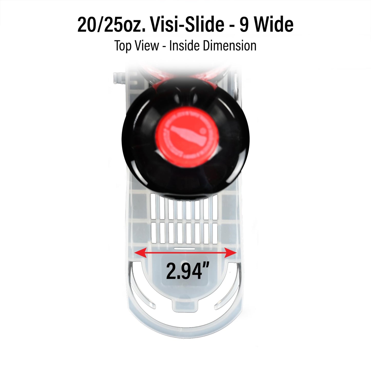 Visi-Slide 20oz Soda Beverage Dispenser - Gravity Fed Glide for Angled Shelves for Coolers, Commercial Refrigerators, Cold Vaults (Pack of 6) Drink Organizer for Cans, Bottles and More