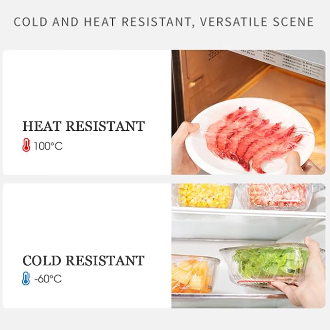 TIHOOD 300PCS Disposable Plastic Food Cover Wrap Elastic Food Lids Refrigerator fruit food Stretch Dustproof Bowls Cups Cover