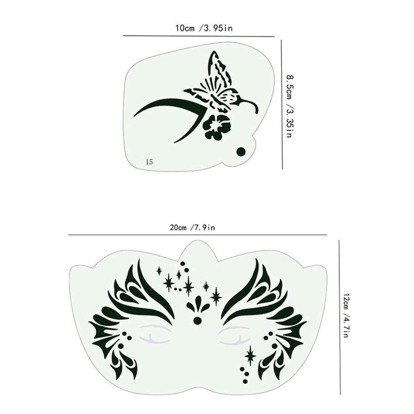Twpribarn 28 Pcs Face Paint Stencils Kit - Reusable Face Tattoo & Body Makeup Painting Templates for Kids & Adults - Mix01
