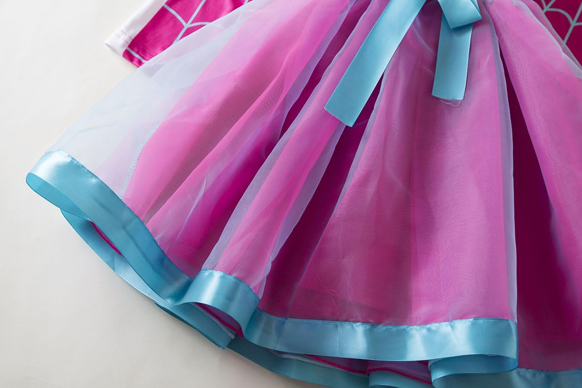 Ruikajia Girls Bat Spider Web Tulle Tutu Ruffle Princess Dress 3 Years Pink