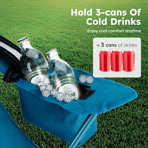 ALPHA CAMP Camping Chair 2 Pack Portable Chair with 3-Can Cooler Folding Chair with Side Pocket and Cup Holder, Collapsibl...