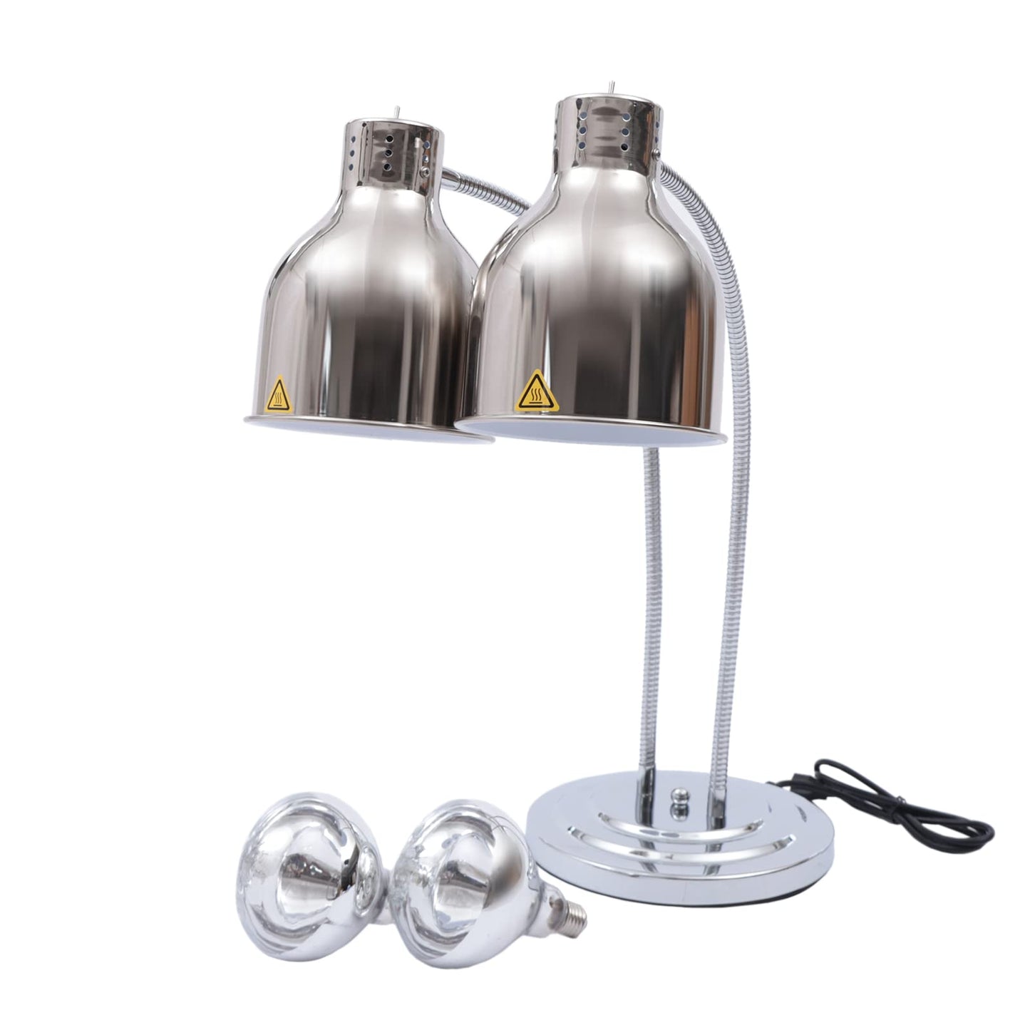 PERFERATE Food Heat Lamp 2-Head Electric Heating Lamp 500W Commercial Food Warmer Lamp for Food Electric Warming Lights for Restaurant, Buffet, Catering, Kitchen & Home Use (Silver)