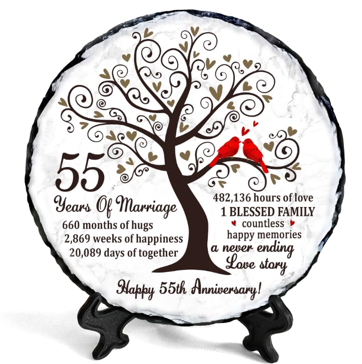 Bozspacer Emerald Couple Slate Plate- 55th Anniversary Wedding Gifts for Parents Couple - 55th Wedding Anniversary Unique Gift Ideas - 55 Years of Marriage Decoration, Keepsake, Plaque