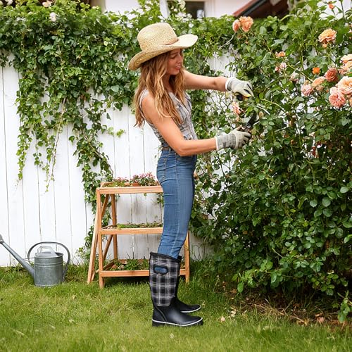WTW Mid Calf Rain Boots for Women - Waterproof Insulated Neoprene Mud Boots Outdoor Hunting Garden Boots